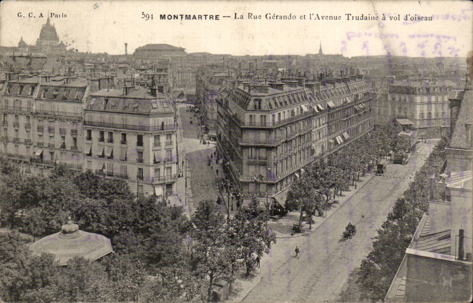Paris CPA La Rue Gerando et l'avenue Trudaine a vol d'oiseau