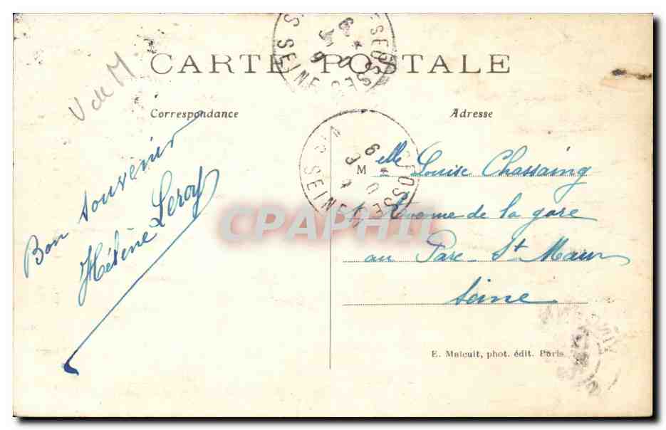 CPA Vincennes Riviere du lac de St Mande — Rückseite