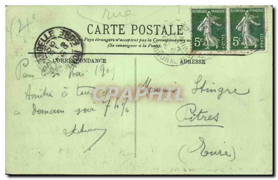 CPA Paris Hotel de ville — Verso