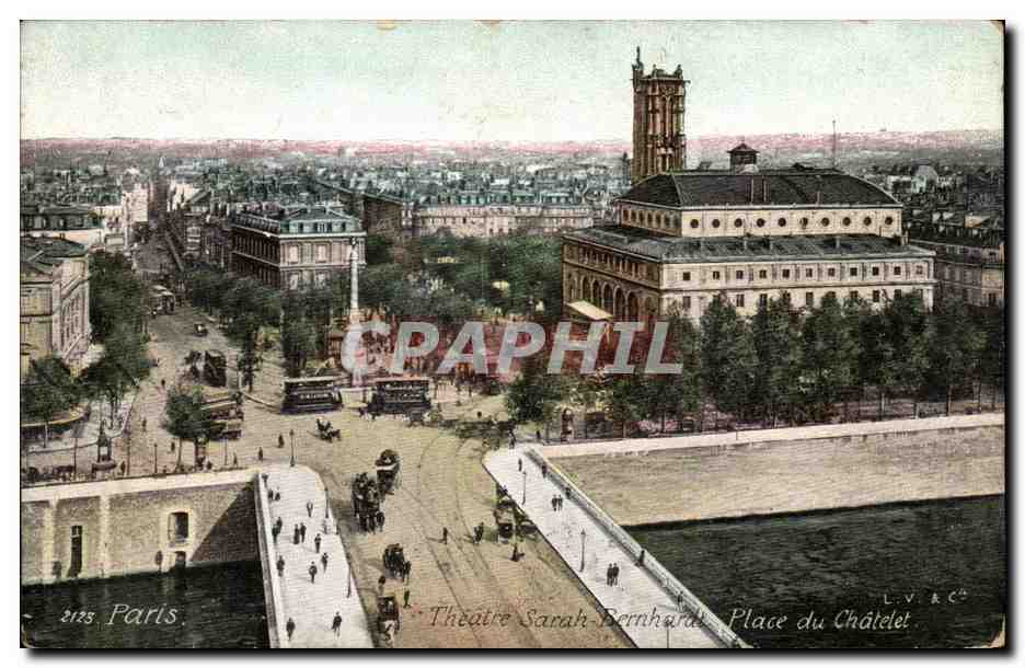 CPA Paris Theatre SArah Bernhardt Place du Chatelet