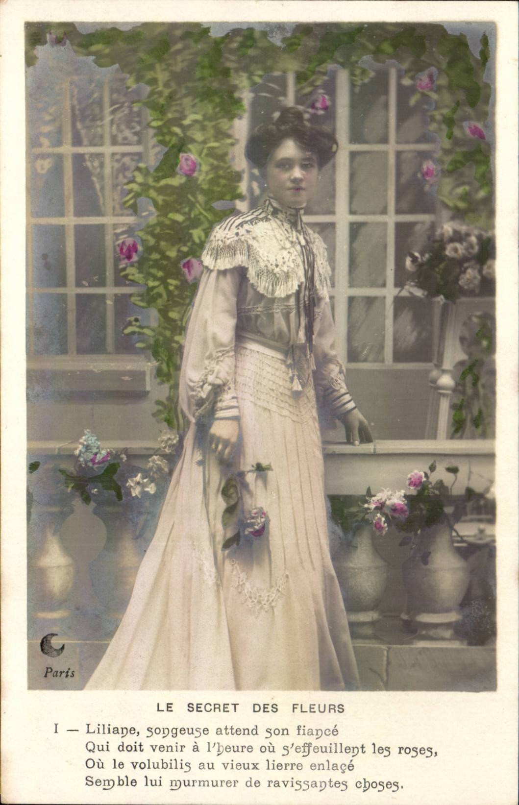 Fantaisie - Femme - Le Secret des Fleurs - Liliane- CPA 