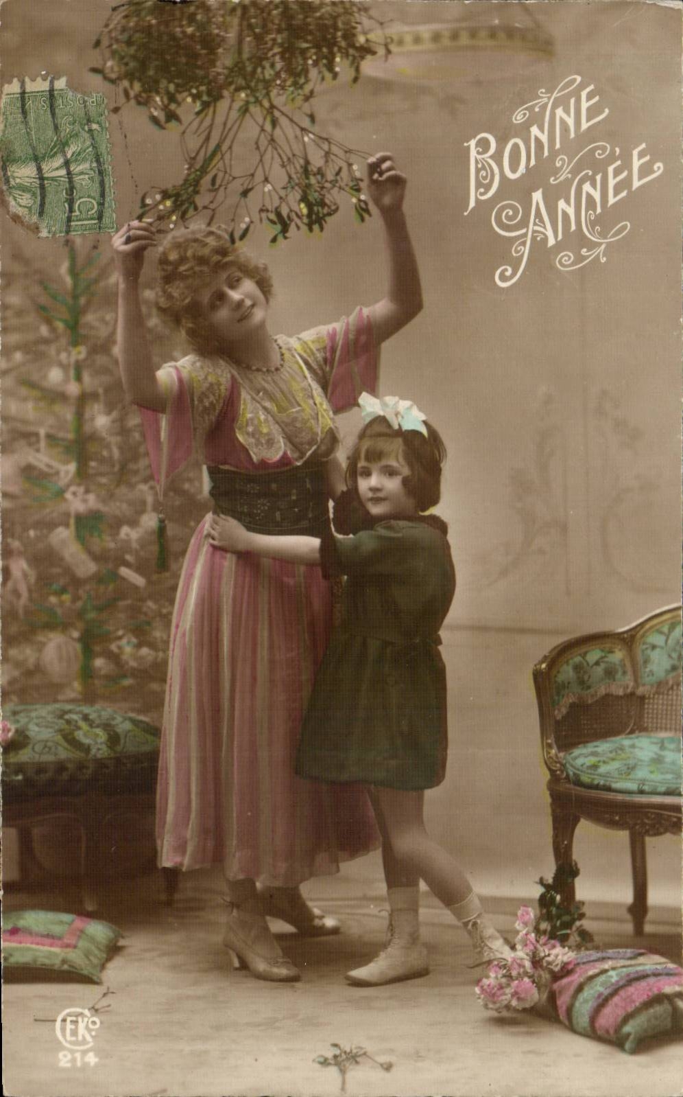 Fantaisie - Enfant - Bonne Annee - Mother and child - CPA 