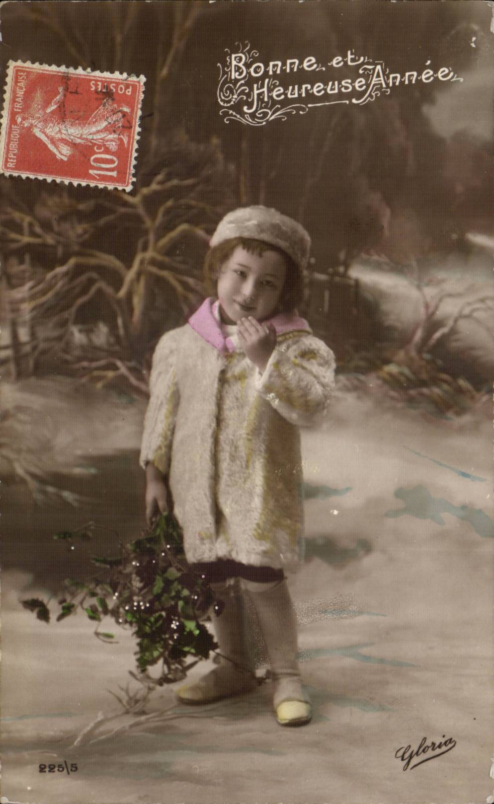Fantaisie - Enfant - Bonne et Heureuse Annee - darling child with cap - CPA 