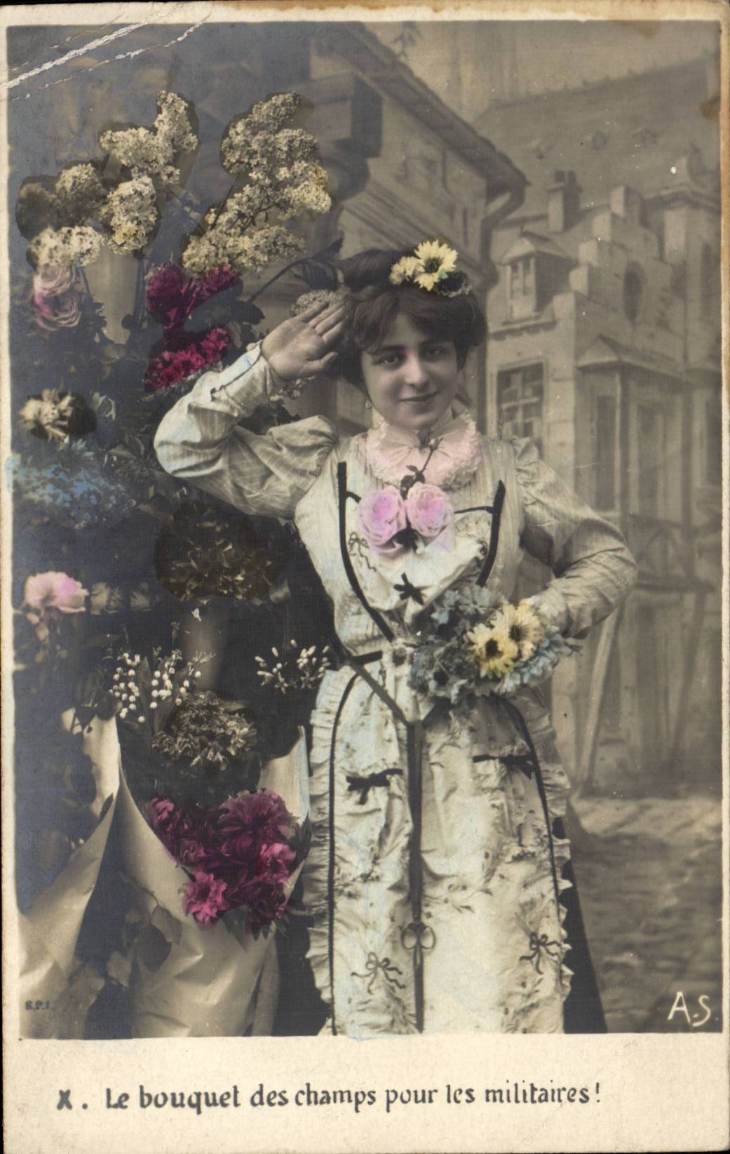 Fantaisie - Femme - Le bouquet des champs - militaria - muguet - lily of the valley - - CPA 