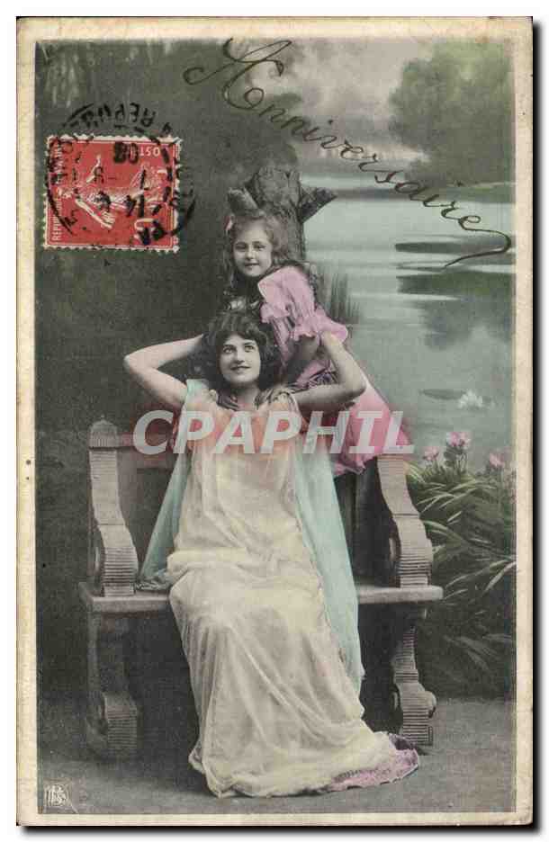 Fantaisie - Femme - Anniversaire - Mother and child - CPA 