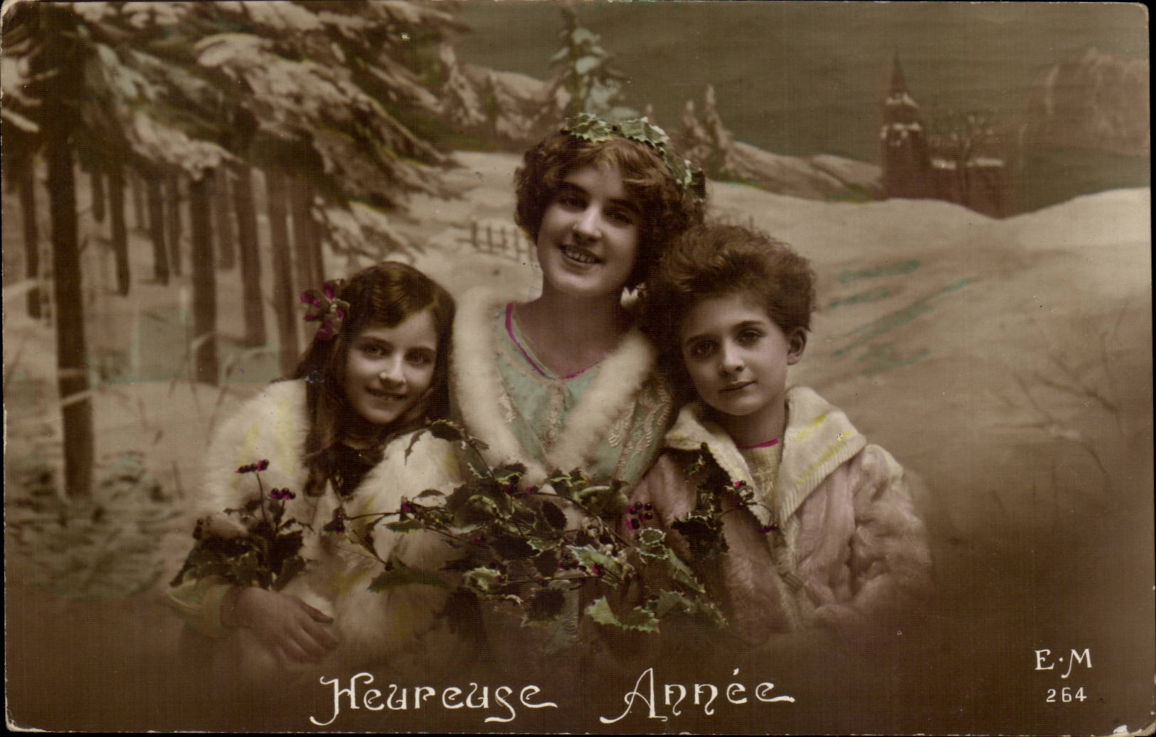 Fantaisie - Femmet et Enfants - Mother and children - Heureuse Annee - CPA 