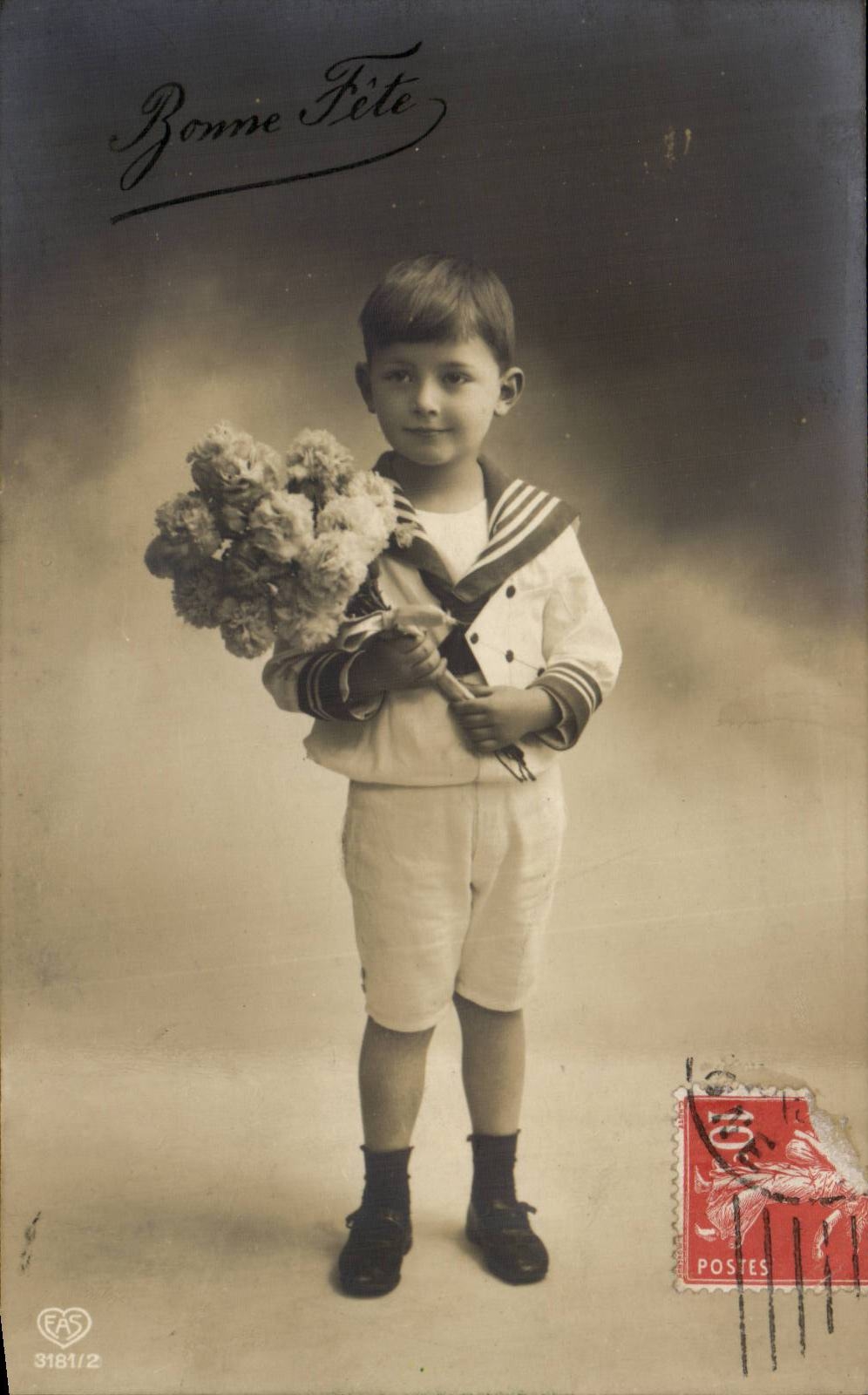 Fantaisie - Enfant - Garcon - Little Boy with bouquet - CPA 