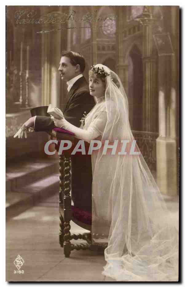 Fantaisie - Couple - Mariage - Beautiful Bride - wedding - CPA 