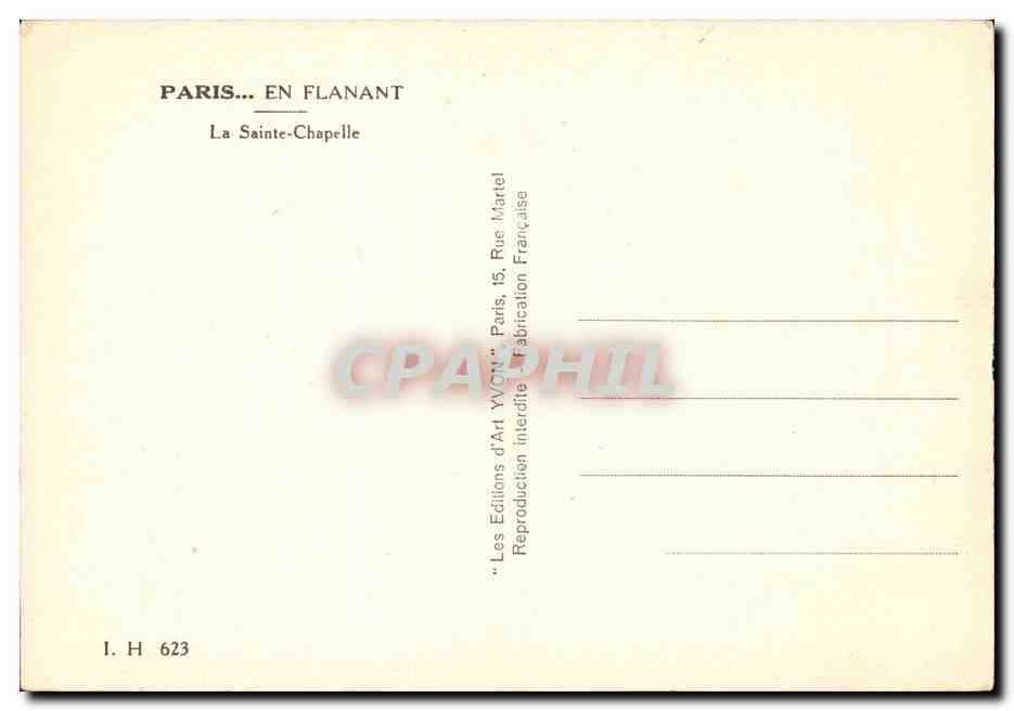 Paris - 1 - La Sainte Chapelle - CPA  — Rückseite