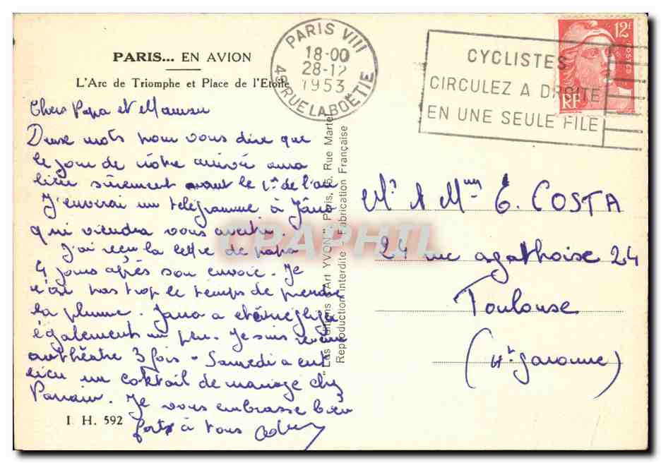 Paris - 8 - L'Arc de Triomphe et Place de l'Etoile - CPA  — Verso