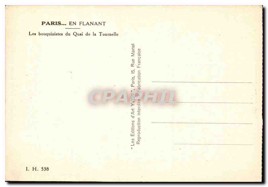 Paris - 5 - Quai de la Tournelle - Bouquinistes - pipe - CPA  — Rückseite