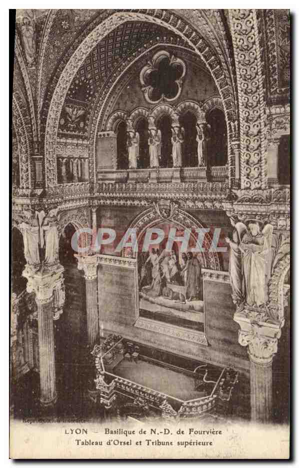 Lyon - Tableau Dorsel - La Basilique de Notre Dame de Fourviere - CPA 
