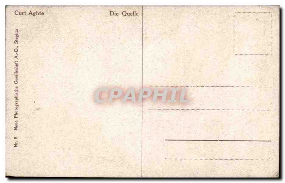 Arts - Tableau - Curt Aghte - Die Quelle - Nu - erotique - CPA  — Verso
