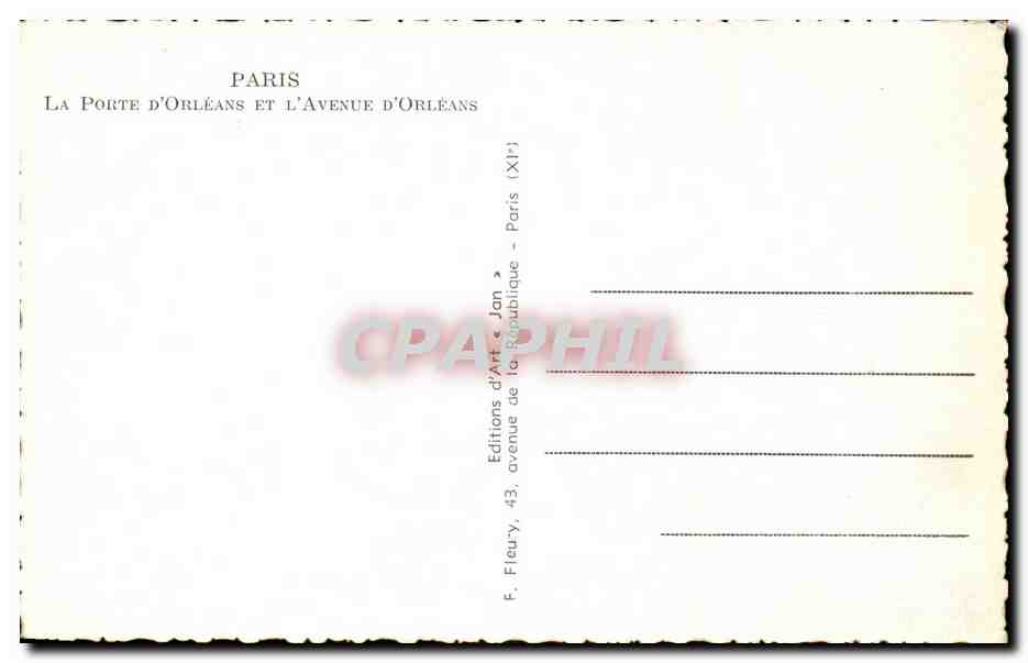 Paris - 14 - Porte d'Orleans et l'Avenue - CPA  — Rückseite