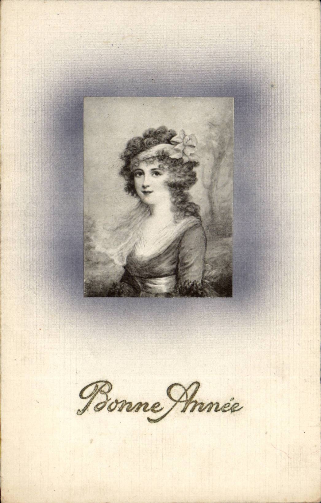 Fantaisie - Femme - Illustration - Bonne Annee - Beuatiful face - CPA 