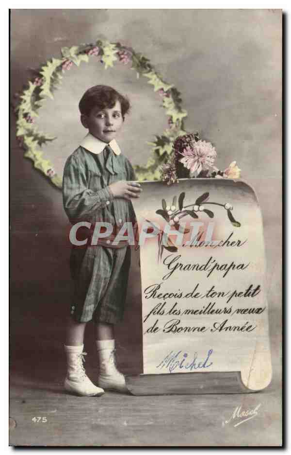 Fantaisie - Enfants - Little Boy with flowers - CPA 