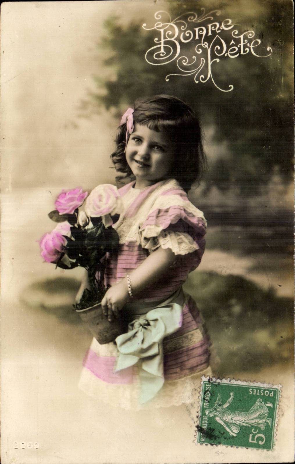 Fantaisie - Enfant - Bonne Fete - Beautiful little girl - CPA 