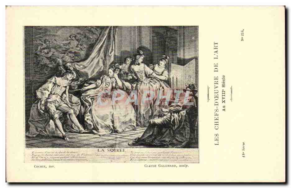 Arts - Tableau - La Soiree - Les Chefs d'Oeuvres de l'Art Les chefs d'oeuvre de l'art au 18eme - CPA 
