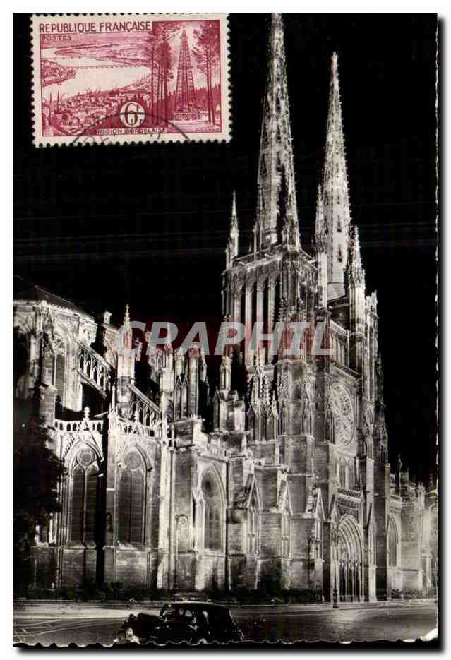 Bordeaux - La Nuit - La Cathedrale St Andre - CPA - a¹ir 
