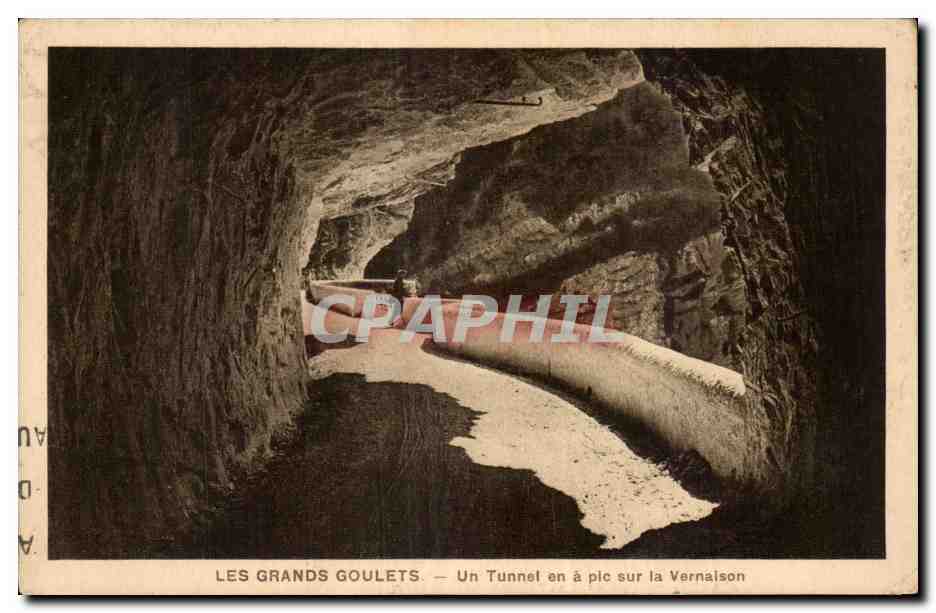 Les Grands Goulets — Un Tunnel en à pic sur la Vernaison — Héliogravure d'art Martinotto Frères