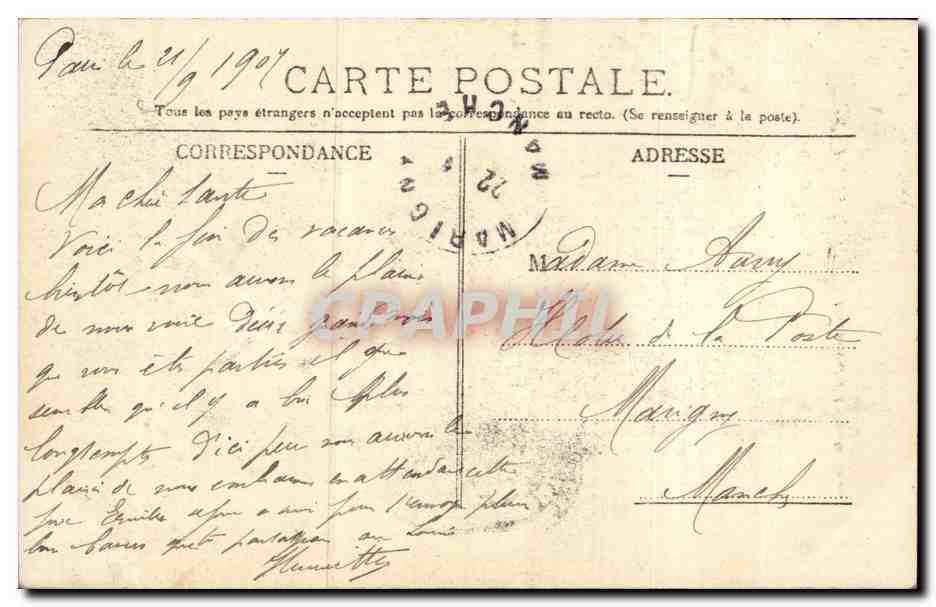 Paris - 1 - Monument d'Auguste Comte - CPA  — Verso