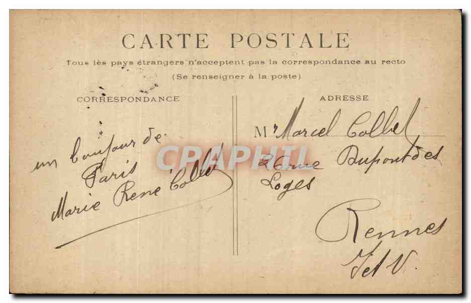 Paris - 1 - Arc du Carrousel - CPA  — Rückseite
