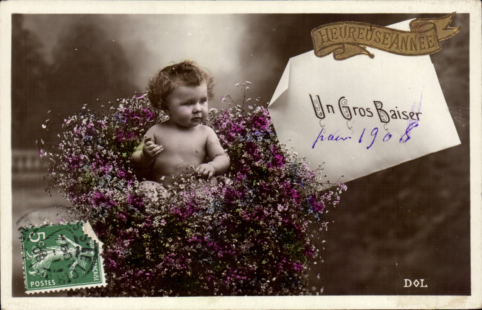 Fantaisie - Un Gros Baiser - Bebe - Baby - 1908 CPA 