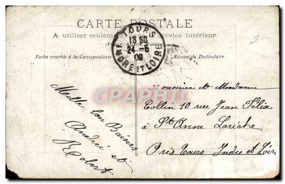 Fantaisie - Lecon d'equitation - sabots - Bebe - Baby - CPA  — Rückseite