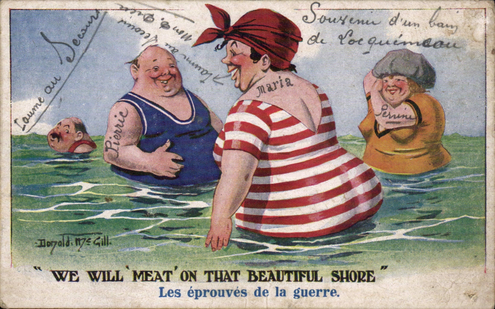 Humour - We will meet on that beautiful shore - Pierre - Maria Les Eprouves de la Guerre - Militaria CPA 