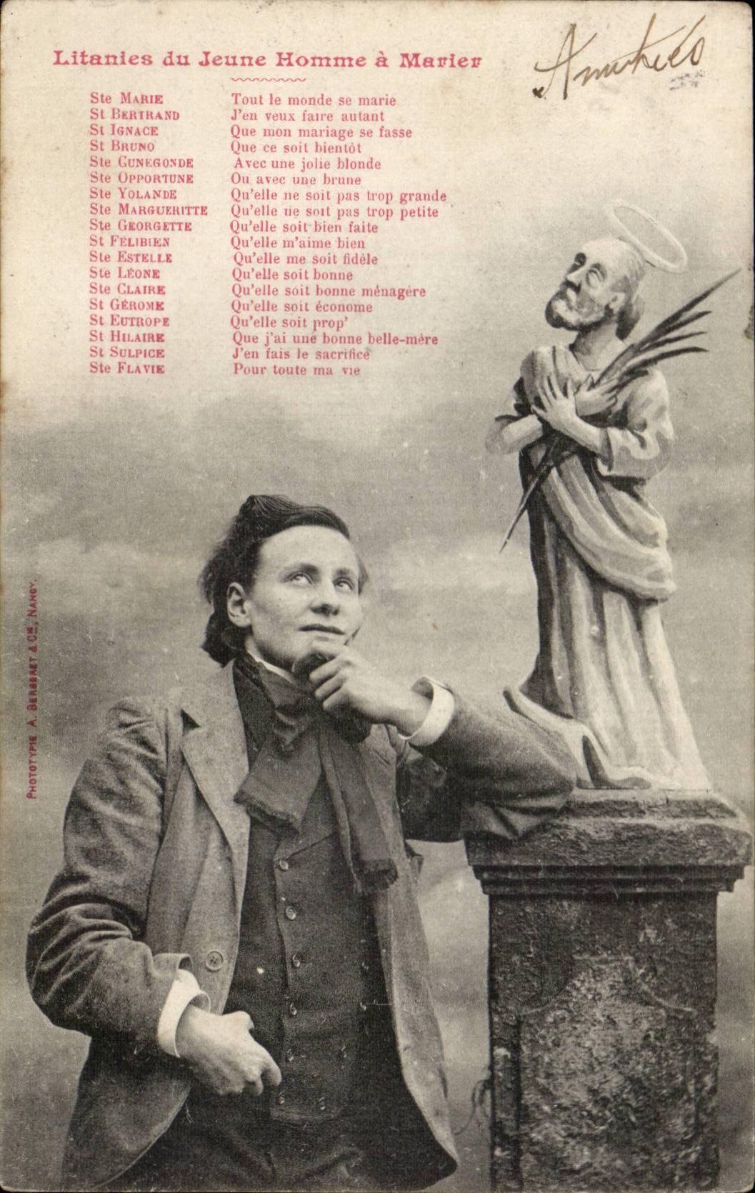 Litanien des jungen Mannes, der heiraten wird — Phototyp A. Bensinet & Cie, Nancy