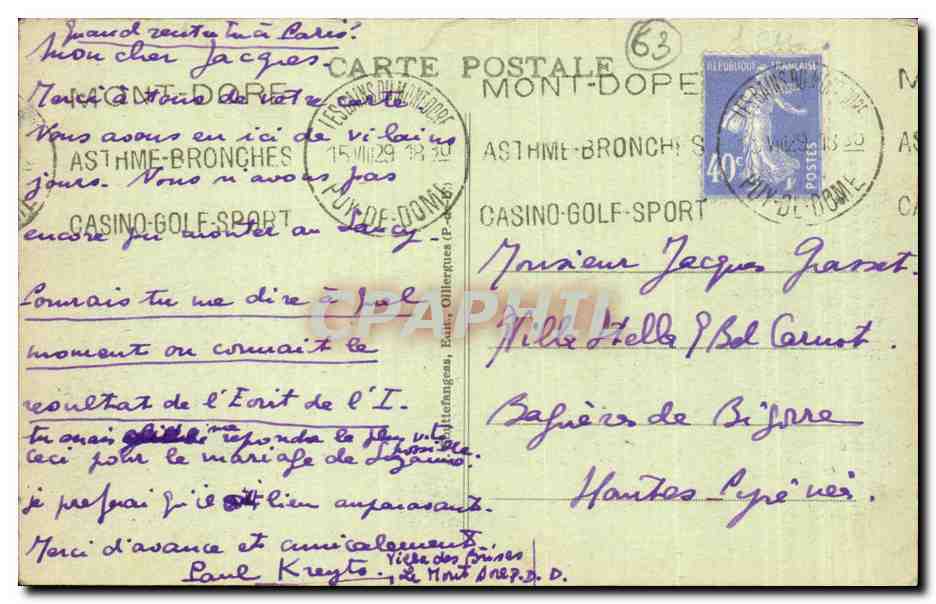 Le Mont Dore - Vallee d'Enfer et Aiguilles de Diable - CPA  — Verso