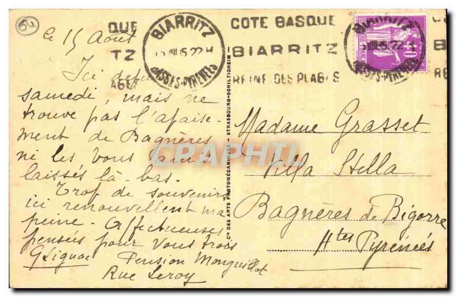 Biarritz - Les Nouveaux Jardin ver le Phare - CPA  — Verso