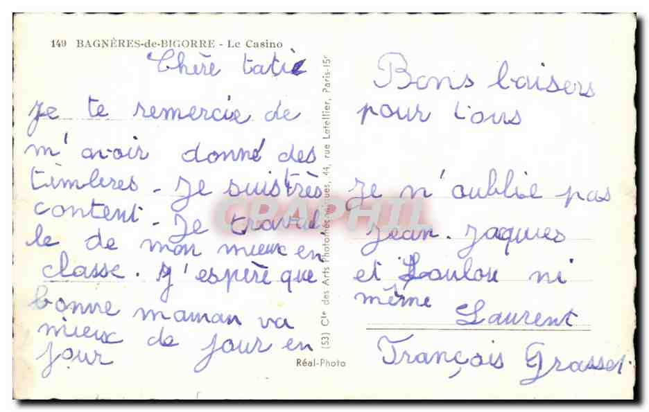 Bagnères-de-Bigorre — Le Casino — Réal-Photo, n°149 — Verso