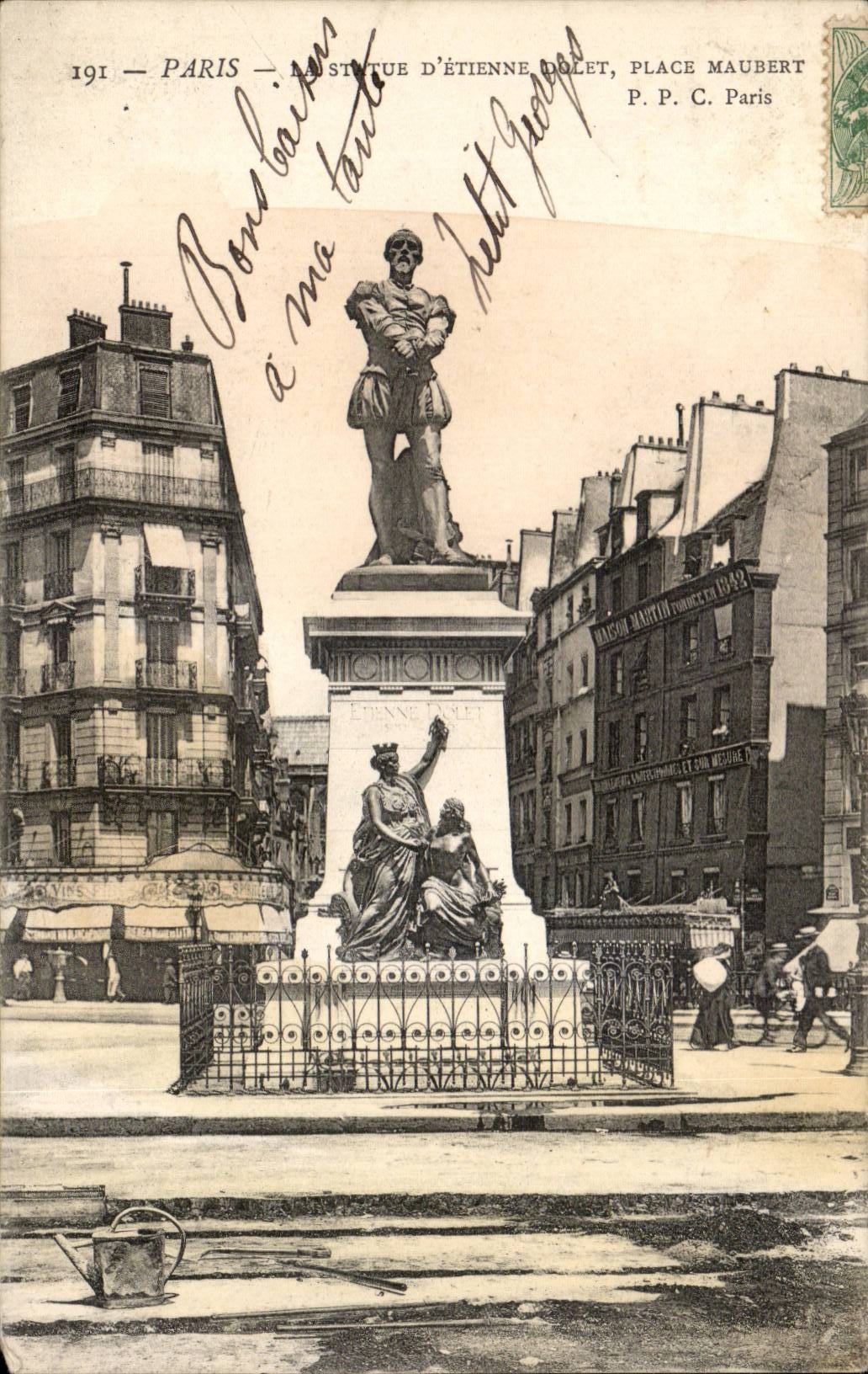 Paris CPA La statue d'Etienne Dolet place maubert