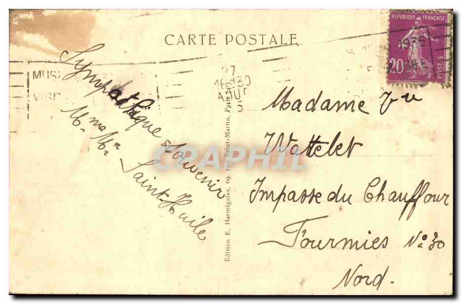 Paris CPA Place du Chatelet Sarah Bernhardt — Verso