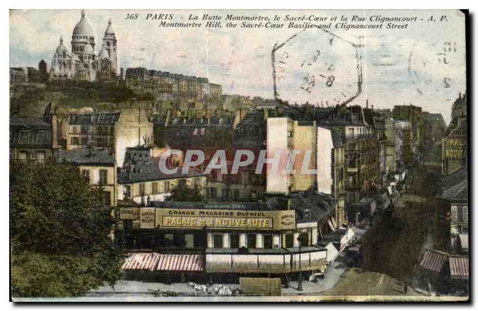 Paris CPA La Butte montmartre Sacre coeur et Rue Clignancourt 