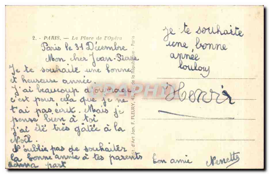Paris CPA L'Opera — Verso