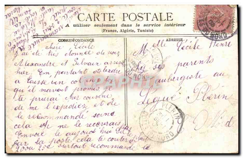 Paris CPA Rue du Louvre et hotel des Postes — Verso