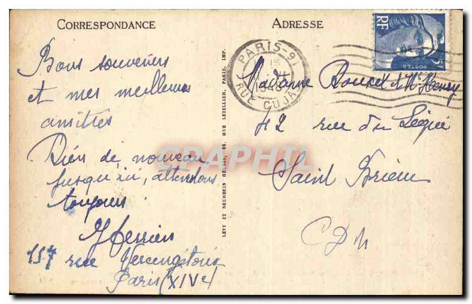 Paris CPA L'eglise Saint Etienne du Mont La chasse Ste Genevieve — Rückseite