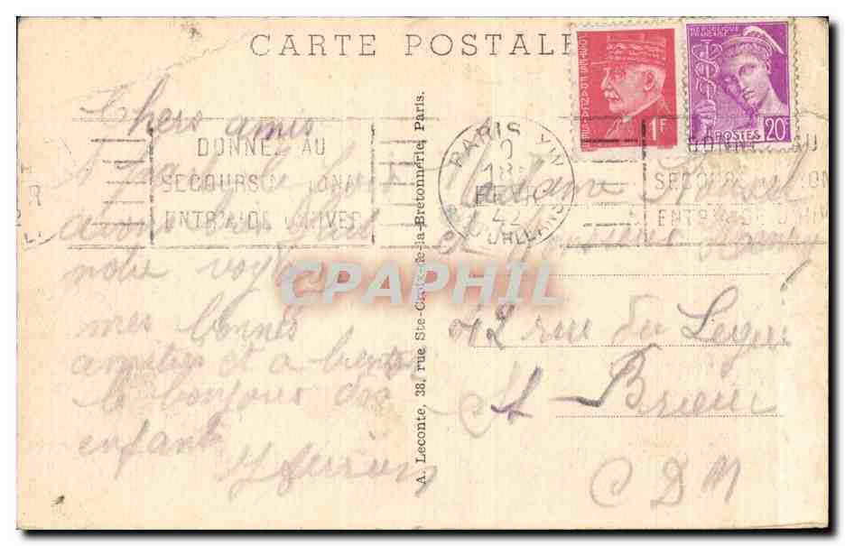 Paris CPA Avenue de l'opera — Rückseite