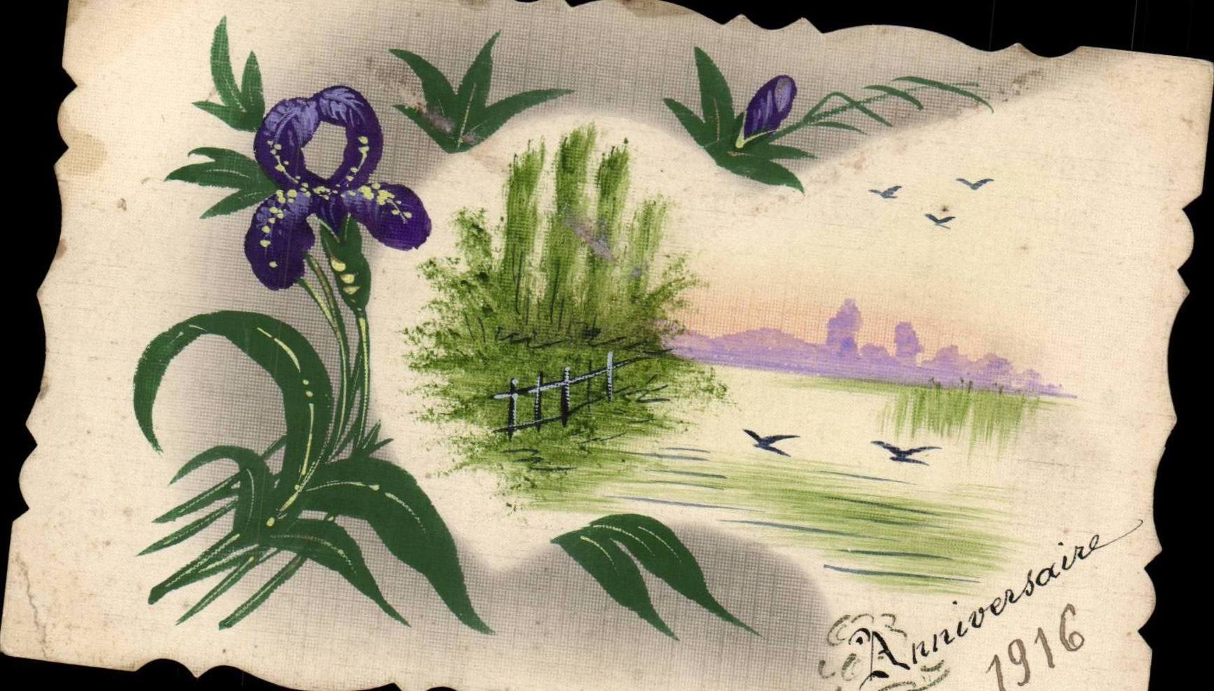 CPA Fantaisie Anniversaire 1916