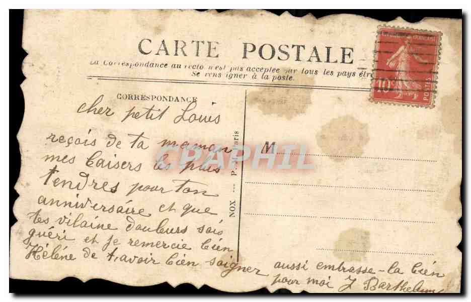 CPA Fantaisie Anniversaire 1916 — Rückseite