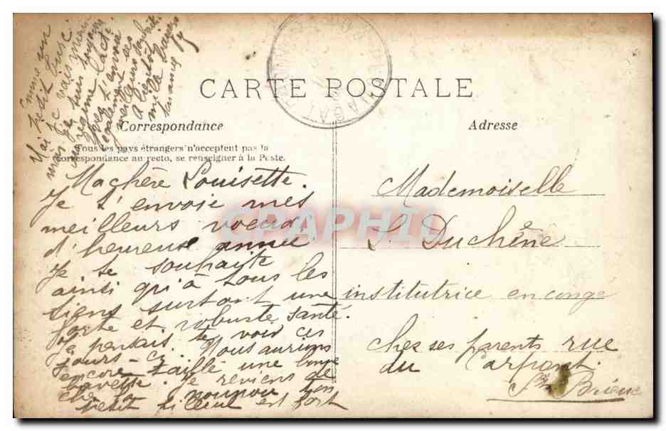 CPA Fantaisie Femme Bonne annee — Verso