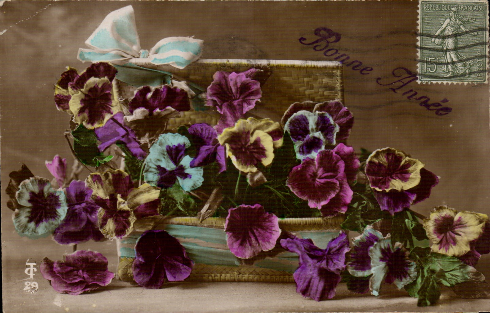 CPA Fantaisie Fleurs Bonne annee