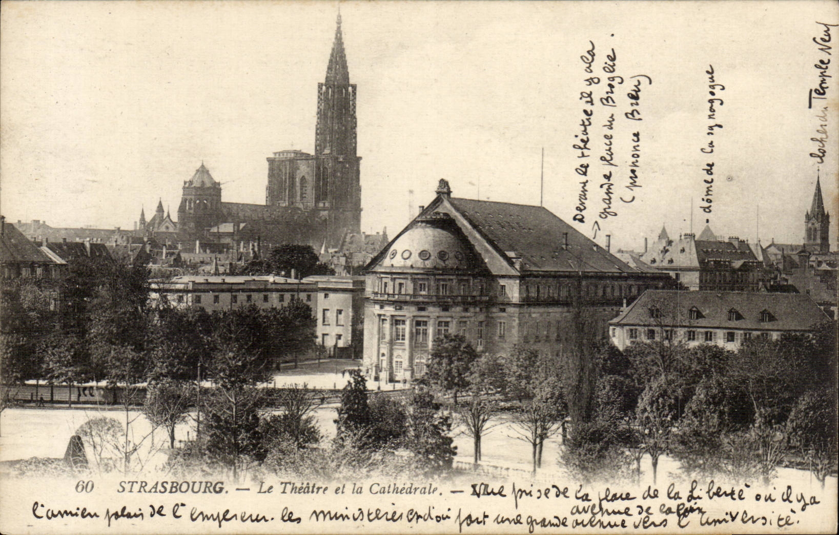 CPA Strasbourg Le theatre et la cathedrale