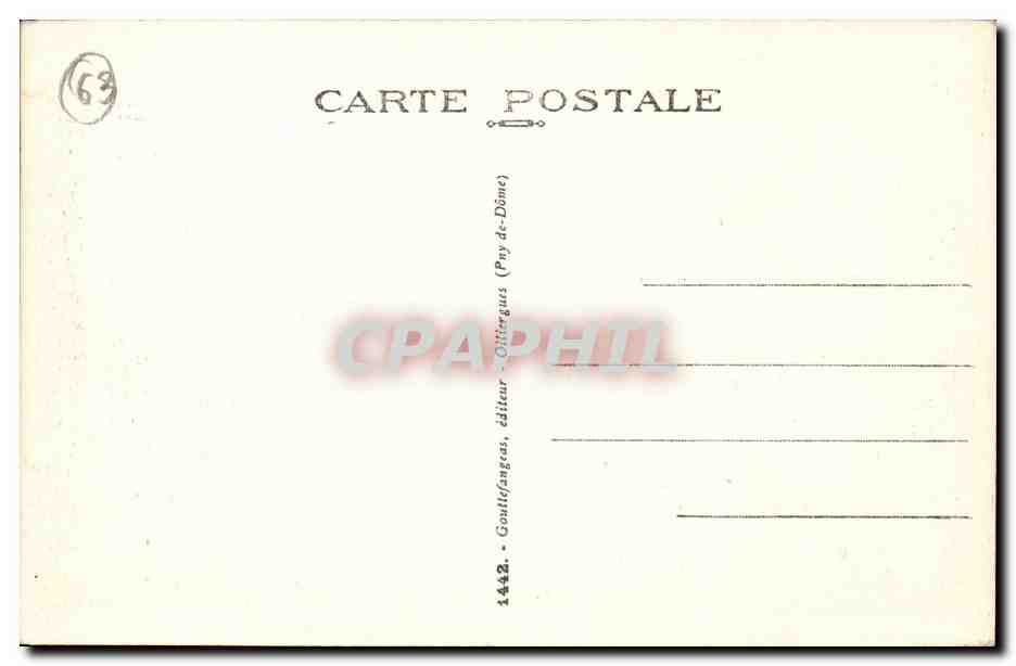 CPA Route thermale d'auvergne Roches Tuillieres et Sanadoire — Rückseite