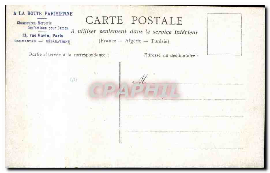 Paris CPA Bois de boulogne Pavillon chinois ( Chine China ) publicite a la botte parisienne Rye v!avin  — Rückseite