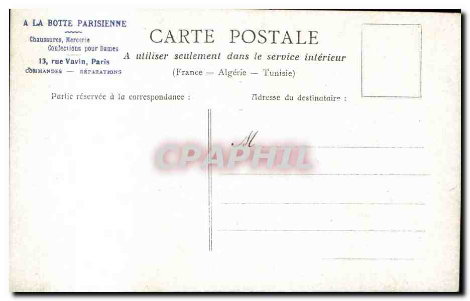Paris CPA Bois de boulogne Pavillon chinois ( Chine China ) publicite a la botte parisienne Rye v!avin  — Rückseite