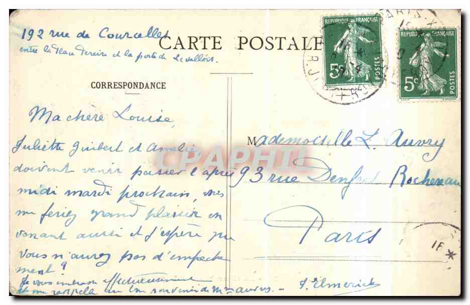 Paris CPA La chambre des deputes — Rückseite