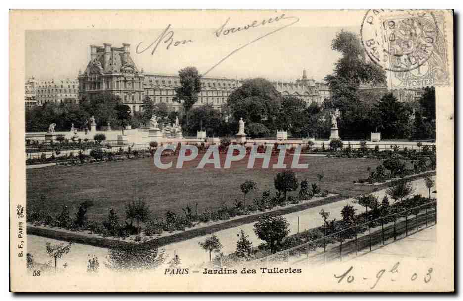 Paris CPA Jardins des Tuileries Louvre